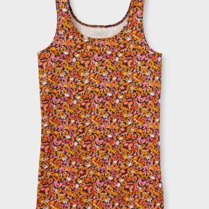 Duluth Trading Co Floral Tank in Orange, Pink and Black
